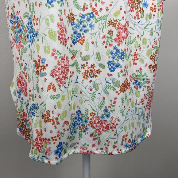Vintage Just Oscar Blouse Women Large White Pink Floral All Over Print S/S Top - Picture 7 of 13